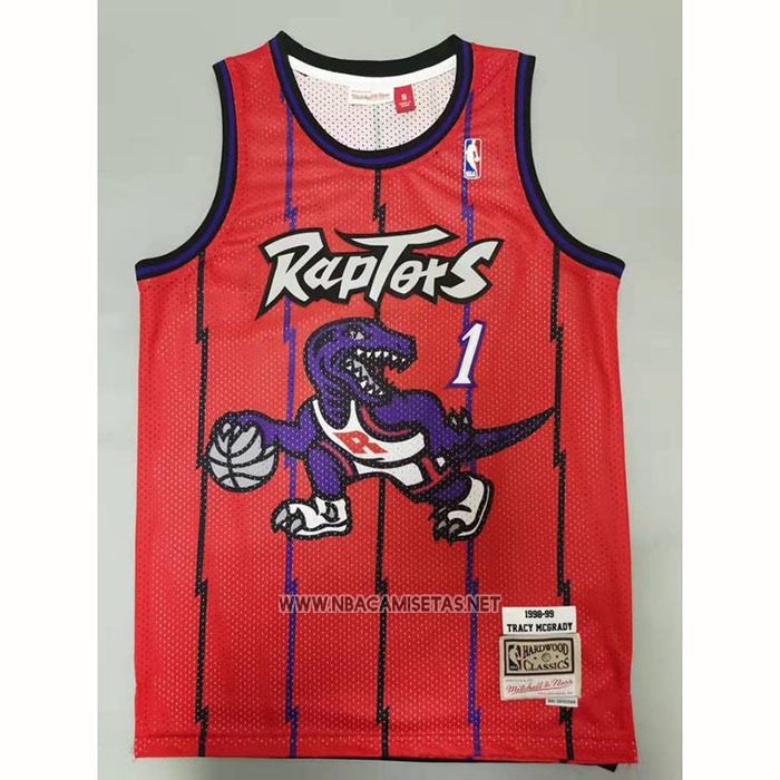 Camiseta Toronto Raptors Tracy McGrady NO 1 Mitchell & Ness 1998-99 Rojo
